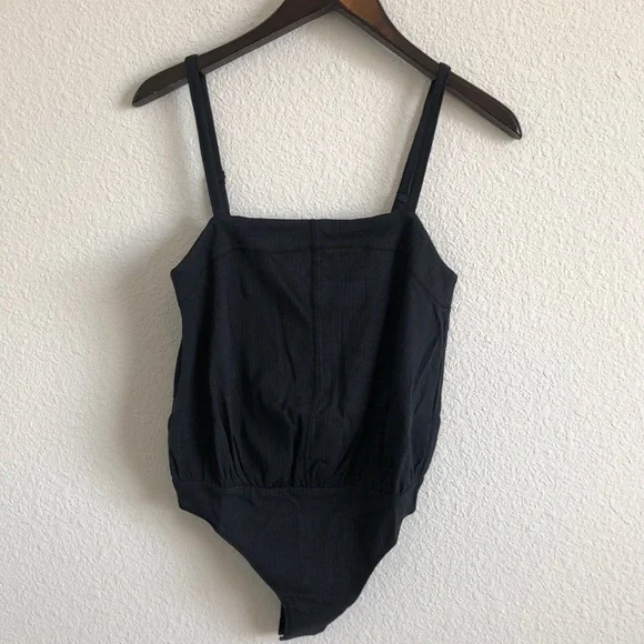 NEW! FREE PEOPLE NTIMATELY marissa ribbed rib black cami bodysuit shirt top tee​ - Picture 5 of 8
